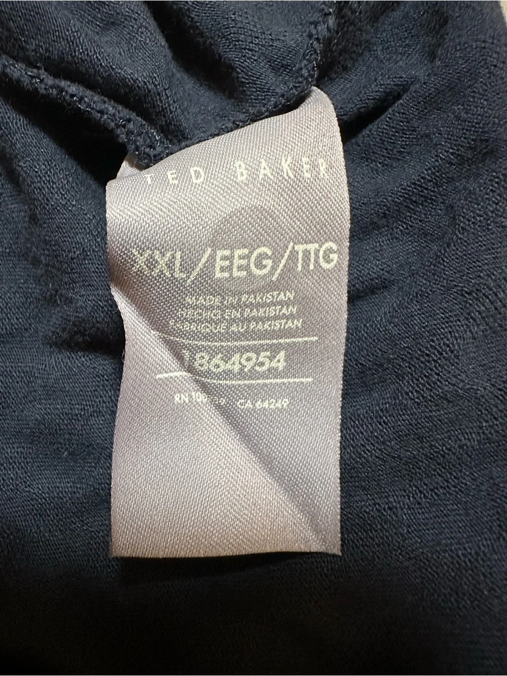 Ted Baker Men's Geometric Knit Polo Shirt XXL Navy Blue Short Sleeve